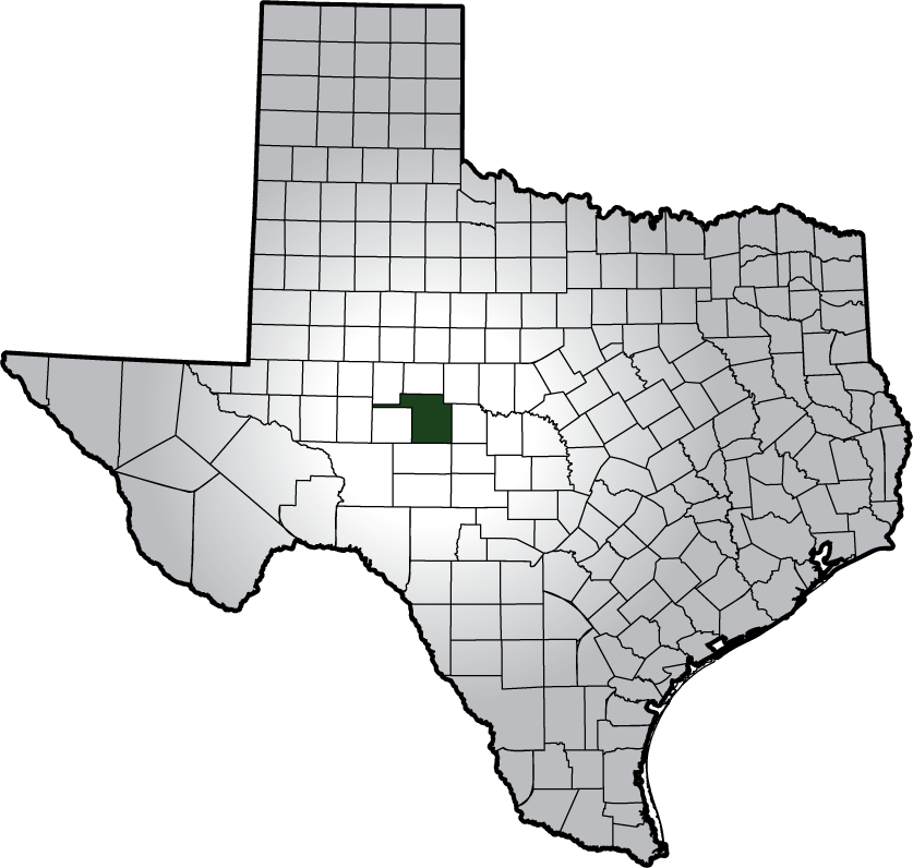 Map of Texas highlighting Tom Green County's location within the state